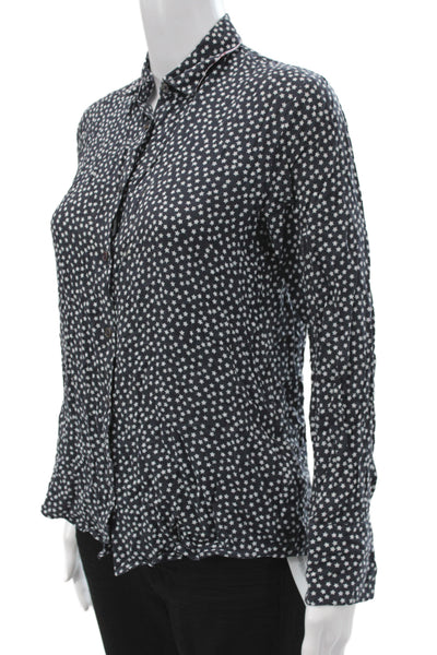 Paul Smith Womens Button-Up Dark Blue Viscose Longsleeve Stars Size 40