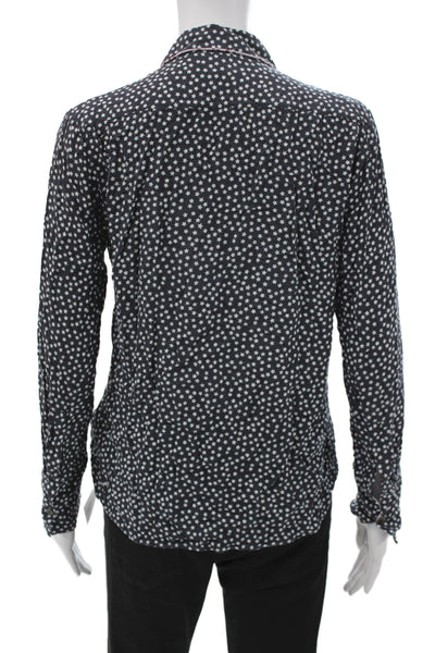 Paul Smith Womens Button-Up Dark Blue Viscose Longsleeve Stars Size 40