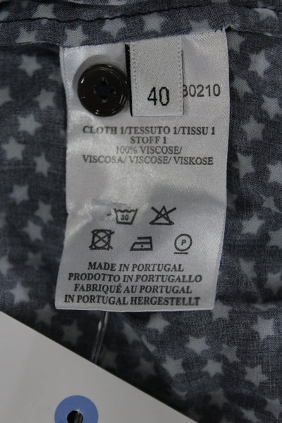 Paul Smith Womens Button-Up Dark Blue Viscose Longsleeve Stars Size 40