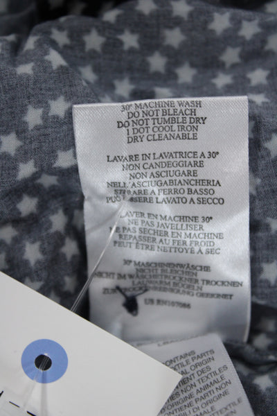 Paul Smith Womens Button-Up Dark Blue Viscose Longsleeve Stars Size 40