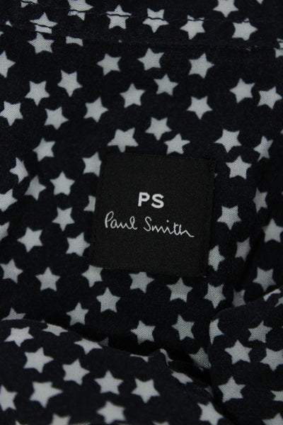 Paul Smith Womens Button-Up Dark Blue Viscose Longsleeve Stars Size 40