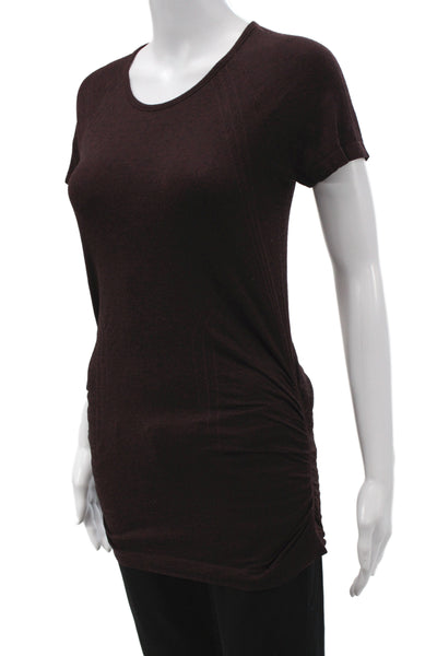 Athleta Womens Basic Tunic Cotton Short Sleeve Brown Round Neck Size S
