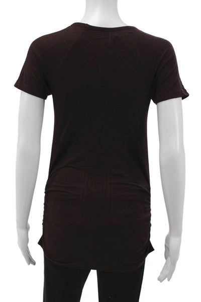 Athleta Womens Basic Tunic Cotton Short Sleeve Brown Round Neck Size S