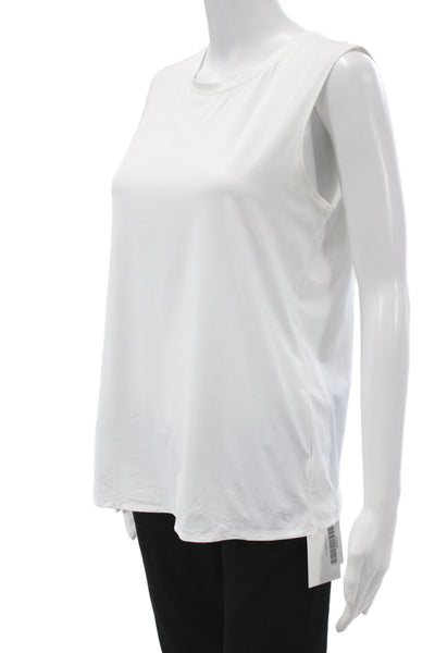Athleta Womens White Basic Sleeveless Tank Crew Neck Nylon Lycra Size S