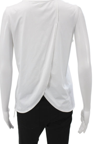 Athleta Womens White Basic Sleeveless Tank Crew Neck Nylon Lycra Size S