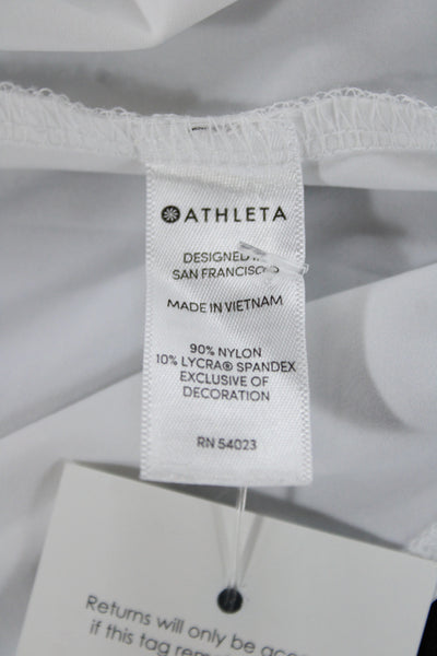 Athleta Womens White Basic Sleeveless Tank Crew Neck Nylon Lycra Size S