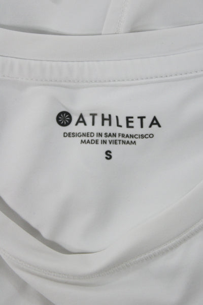 Athleta Womens White Basic Sleeveless Tank Crew Neck Nylon Lycra Size S