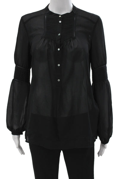 Zara Basic Women Black Chiffon High Neck Long Sleeve Blouse Size S