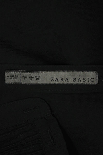 Zara Basic Women Black Chiffon High Neck Long Sleeve Blouse Size S