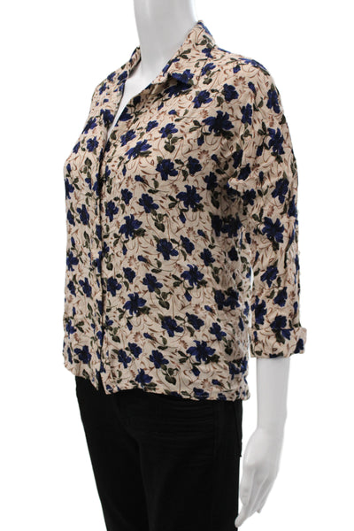 Scarlet Roos Womens Button-Up Collared Cotton Lace Floral Blouse Beige Size 1