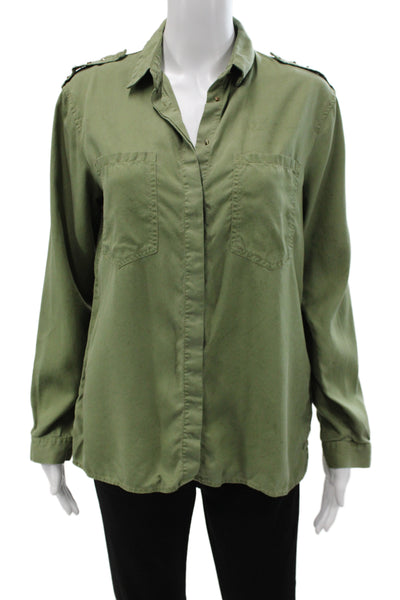 Zara Woman Women Basic Floral V Neck Button Long Sleeve Viscose Blouse Size S