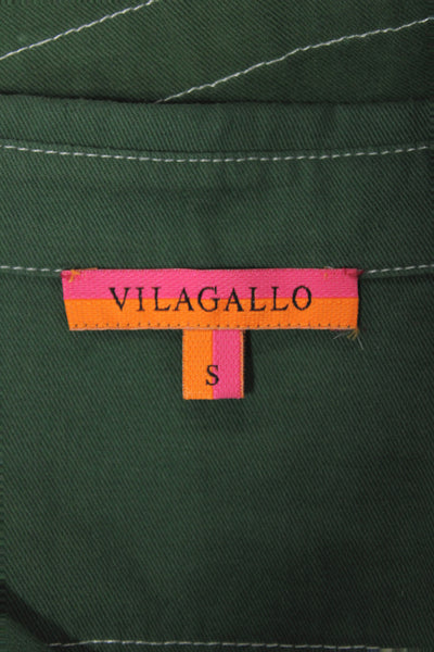 Vilagallo Women Military Jacket Green Cotton Long Sleeve Size S