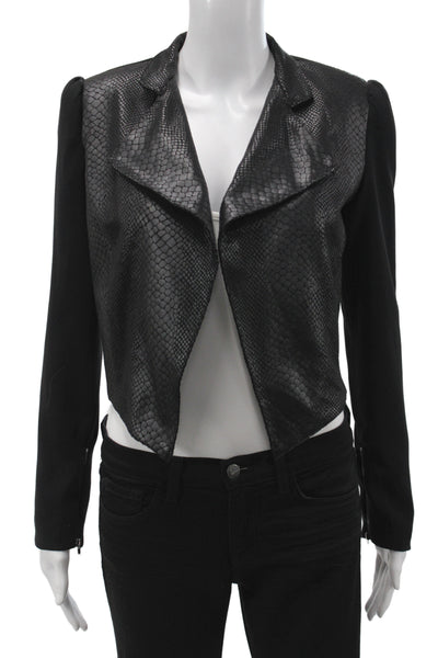 Olivaceous Womens Biker Windbreaker Snake Print Black Collared Zip Size S