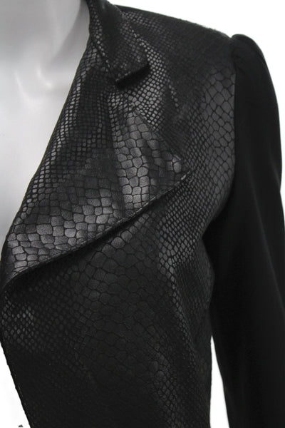 Olivaceous Womens Biker Windbreaker Snake Print Black Collared Zip Size S