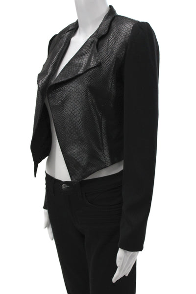 Olivaceous Womens Biker Windbreaker Snake Print Black Collared Zip Size S