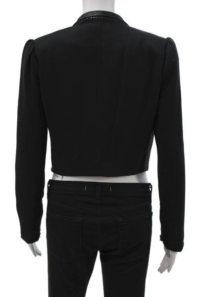 Olivaceous Womens Biker Windbreaker Snake Print Black Collared Zip Size S