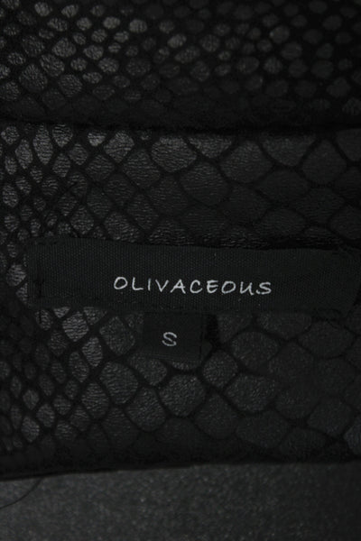 Olivaceous Womens Biker Windbreaker Snake Print Black Collared Zip Size S