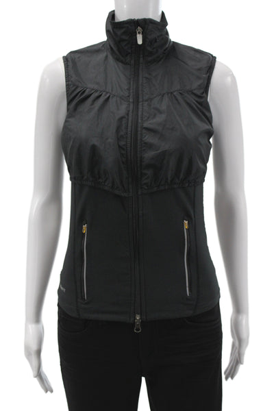 Olivaceous Womens Biker Windbreaker Snake Print Black Collared Zip Size S