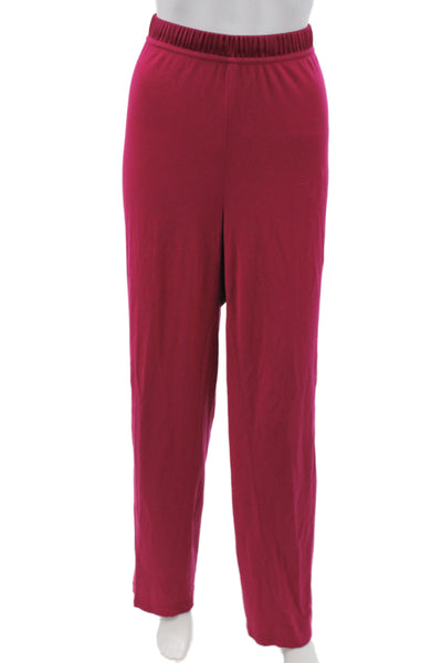 St. John Women Sweatpants Red Cotton Spandex Solid Classic Fall Size L