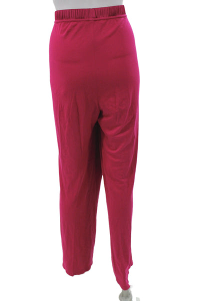 St. John Women Sweatpants Red Cotton Spandex Solid Classic Fall Size L
