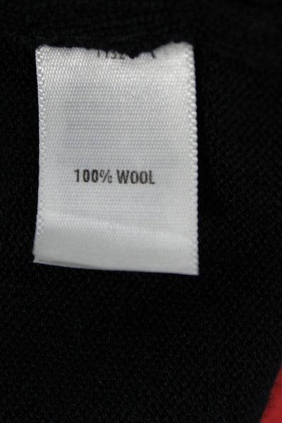 St. John Unisex Black Geometric Mock Neck Full Zip Cardigan Size XL