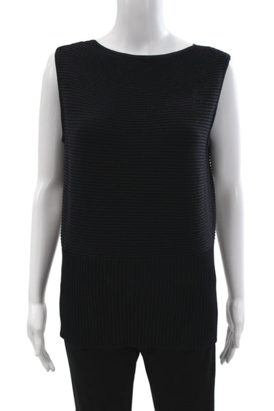 St. John Unisex Black Geometric Mock Neck Full Zip Cardigan Size XL
