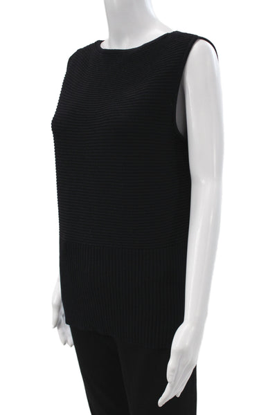 St. John Unisex Black Geometric Mock Neck Full Zip Cardigan Size XL