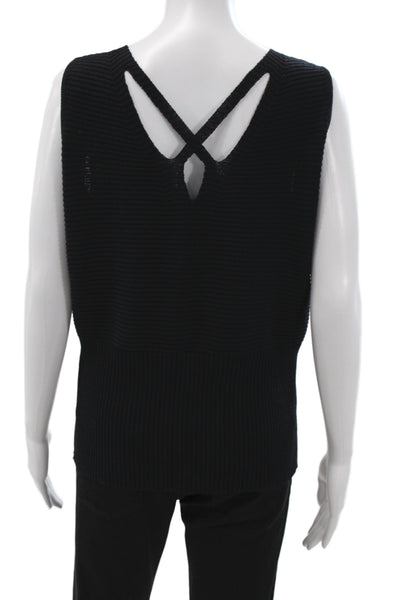 St. John Unisex Black Geometric Mock Neck Full Zip Cardigan Size XL