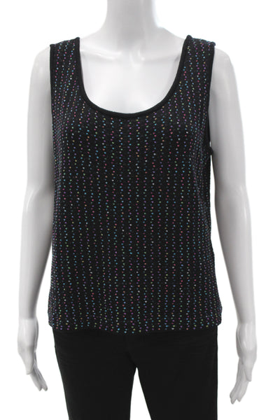 St. John Women Basic Black Polyester Sleeveless Round Neck Tank Size L