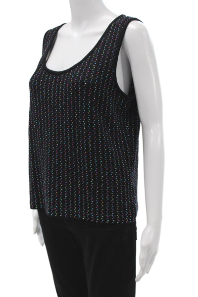St. John Women Basic Black Polyester Sleeveless Round Neck Tank Size L