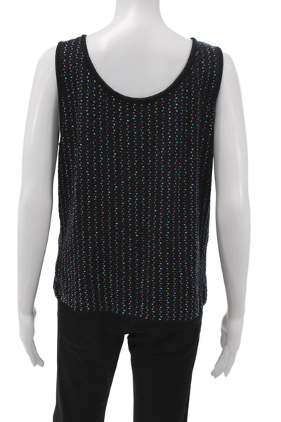 St. John Women Basic Black Polyester Sleeveless Round Neck Tank Size L
