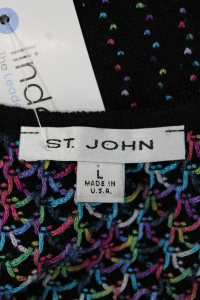 St. John Women Basic Black Polyester Sleeveless Round Neck Tank Size L