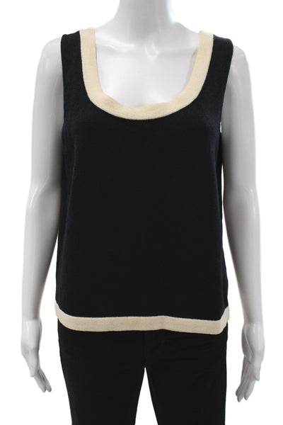 St. John Womens Black Cotton Polyester Basic Tank Sleeveless Round Neck Size M