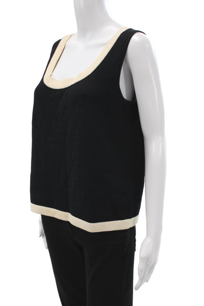 St. John Womens Black Cotton Polyester Basic Tank Sleeveless Round Neck Size M