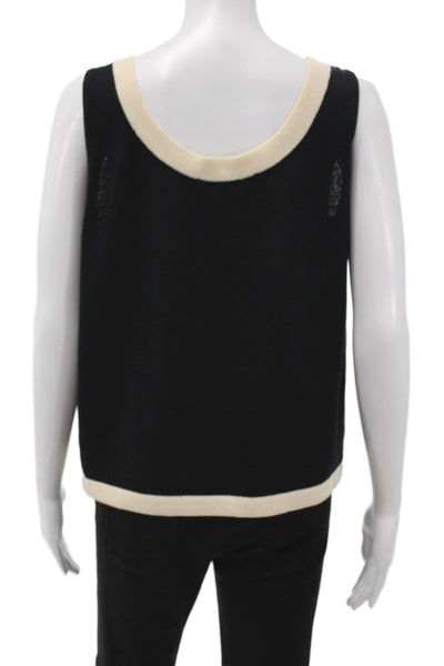 St. John Womens Black Cotton Polyester Basic Tank Sleeveless Round Neck Size M