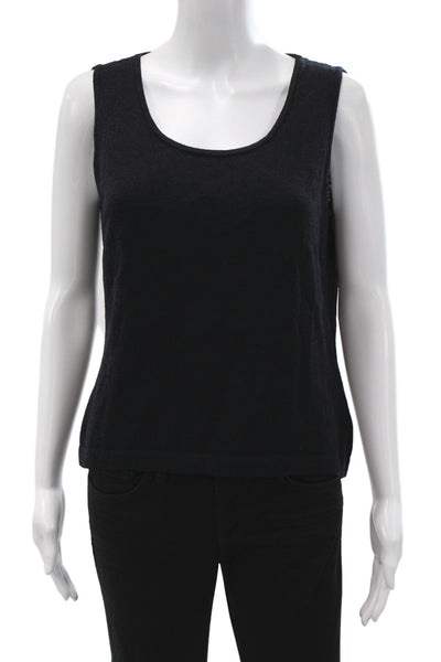St. John Collection Women Black Sleeveless Basic Tank Round Neck Size M