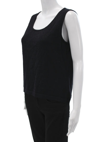 St. John Collection Women Black Sleeveless Basic Tank Round Neck Size M