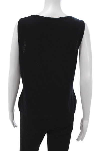 St. John Collection Women Black Sleeveless Basic Tank Round Neck Size M