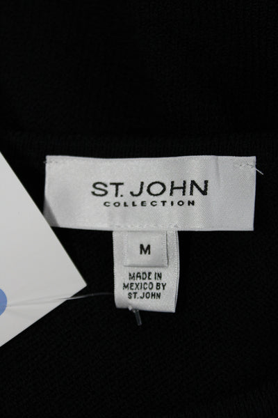 St. John Collection Women Black Sleeveless Basic Tank Round Neck Size M