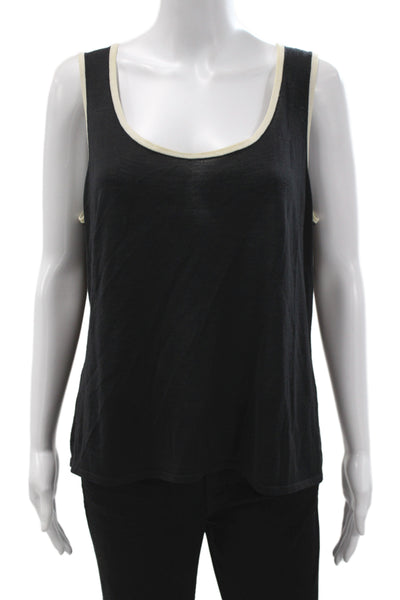 St. John Caviar Womens Basic Sleeveless Square Neck Tank Black Size M