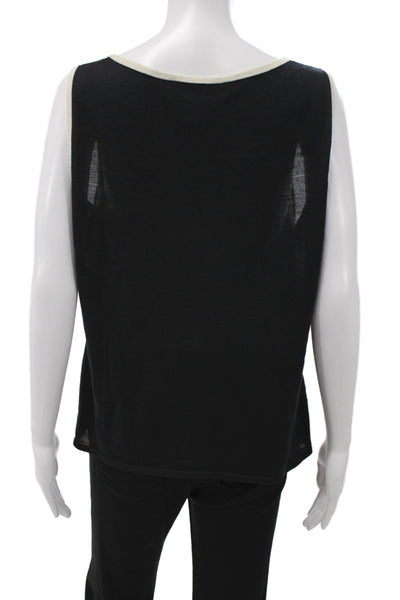 St. John Caviar Womens Basic Sleeveless Square Neck Tank Black Size M