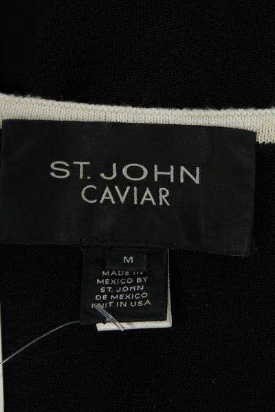 St. John Caviar Womens Basic Sleeveless Square Neck Tank Black Size M