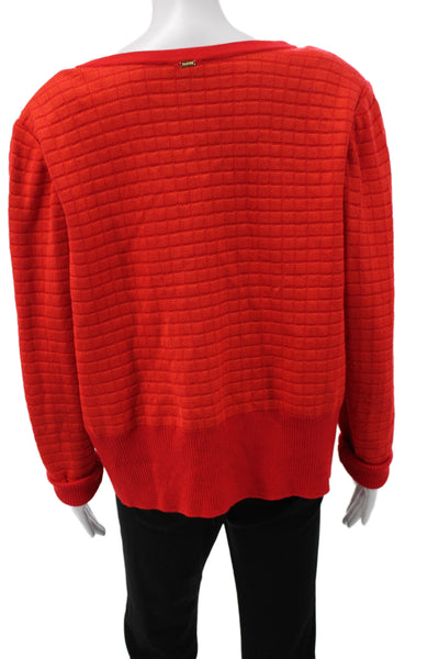 St. John Sport Unisex Red Full Zip Cardigan Geometric Wool Rayon Size XL