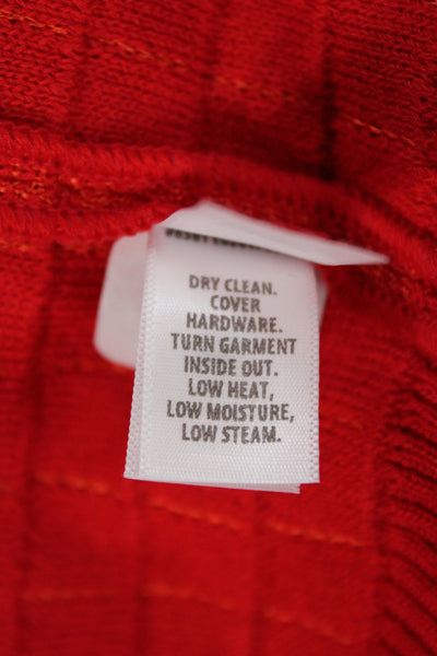 St. John Sport Unisex Red Full Zip Cardigan Geometric Wool Rayon Size XL