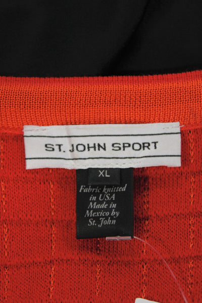 St. John Sport Unisex Red Full Zip Cardigan Geometric Wool Rayon Size XL