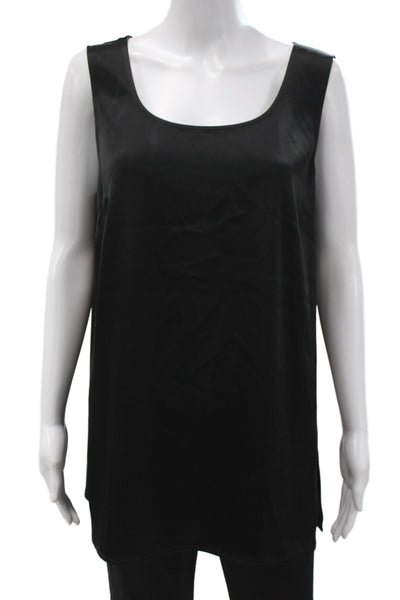 St. John Women Basic Tunic Tank Top Black Sleeveless Round Neck Size L