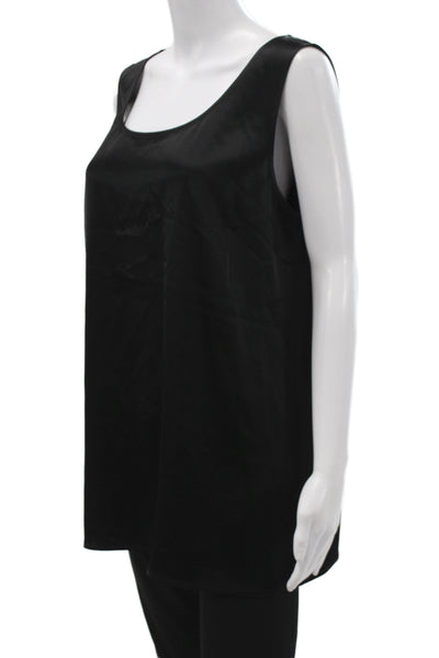 St. John Women Basic Tunic Tank Top Black Sleeveless Round Neck Size L