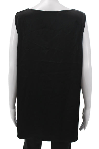 St. John Women Basic Tunic Tank Top Black Sleeveless Round Neck Size L