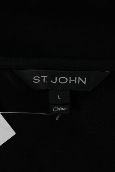 St. John Women Basic Tunic Tank Top Black Sleeveless Round Neck Size L
