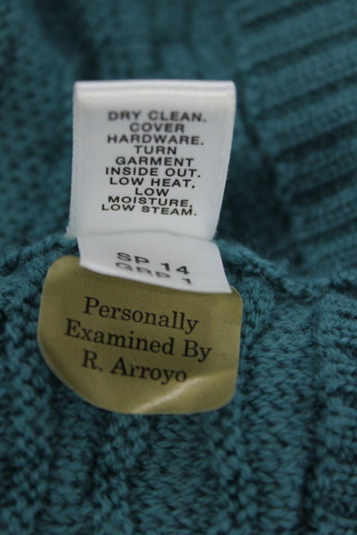 St. John Unisex Cardigan Sweater Green Wool Geometric Button Size XL